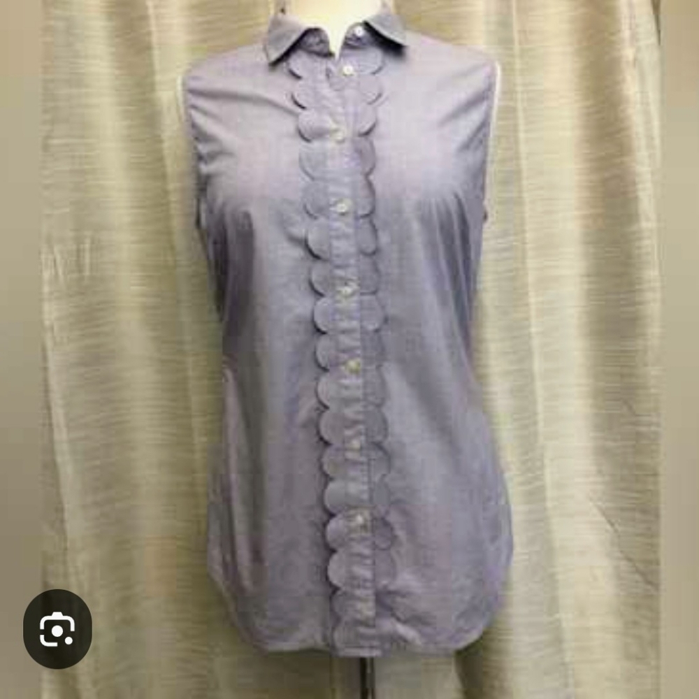 Banana Republic Blue Sleeveless Dress Shirt Riely